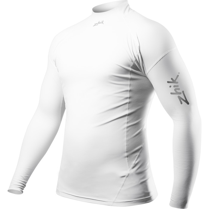 2024 Zhik Mnner Eco UPF50+ Langarm Spandex Rash Guard DTP-0063 - White